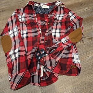 Red Plaid Button Down Shirt